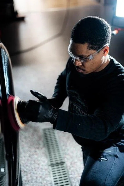Multi-stage paint correction on a vehicle side panel in Lewisville, NC